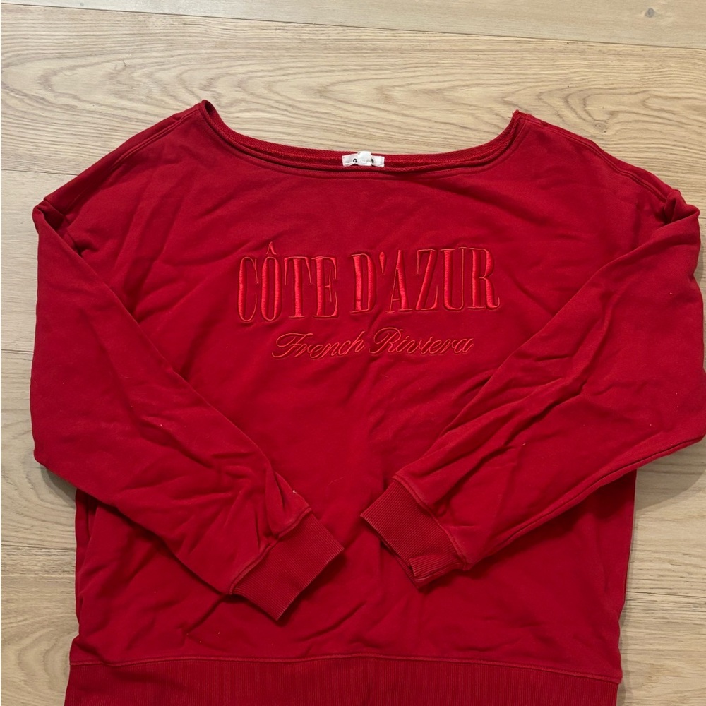 Garage Off-the-Shoulder Sweater in Red